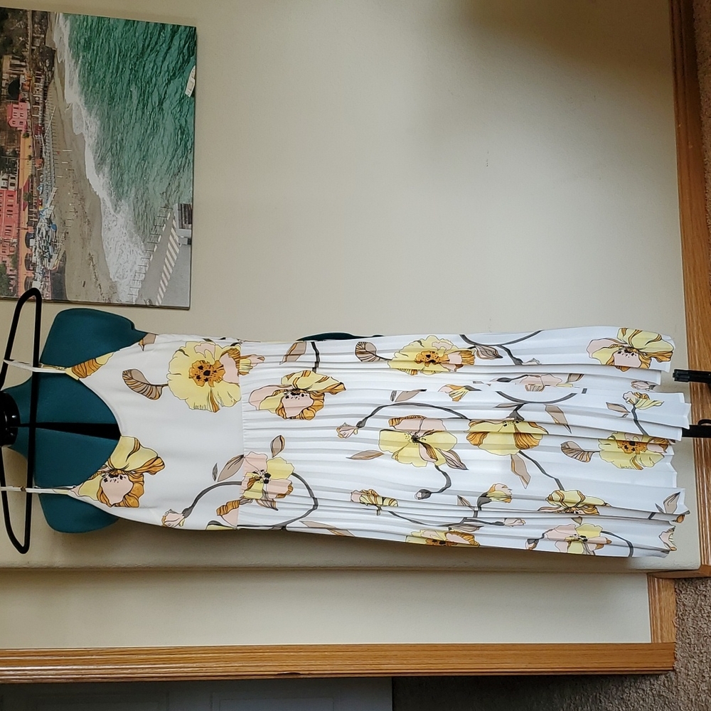 Floral pleated skirt dress